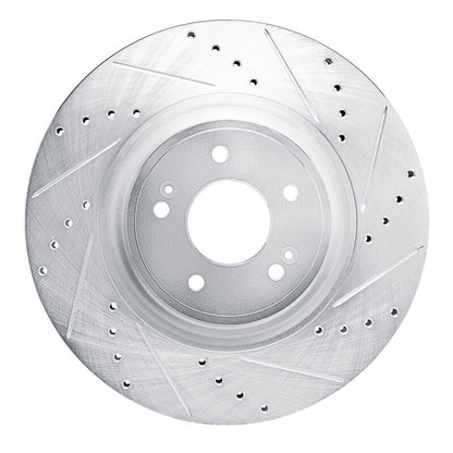 R1 Concepts R1 2022-2023 Genesis G70 Front Right Drilled & Slotted Silver Brake Rotor