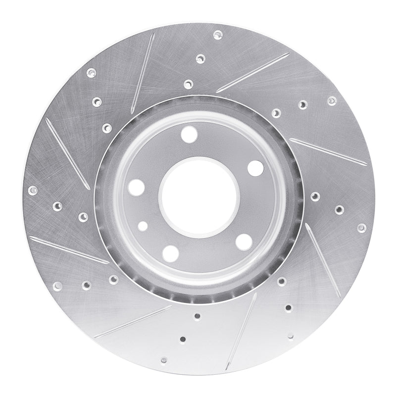 R1 Concepts R1 14-19 Chevrolet Corvette Front Right Drilled & Slotted Silver Brake Rotor