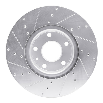 R1 Concepts R1 14-19 Chevrolet Corvette Front Right Drilled & Slotted Silver Brake Rotor