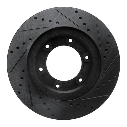 R1 Concepts R1 93-97 Lexus LX450 Front Left Drilled & Slotted Black Brake Rotor