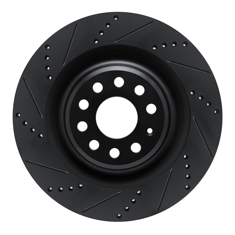 R1 Concepts R1 12-21 Tesla Model X Rear Left Drilled & Slotted Black Brake Rotor