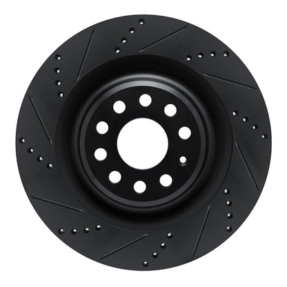 R1 Concepts R1 12-21 Tesla Model X Rear Left Drilled & Slotted Black Brake Rotor
