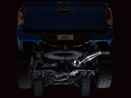 AWE Tuning 16-22 Toyota Tacoma 0FG Cat-Back Exhaust w/ BashGuard - Dual Diamond Black Tips