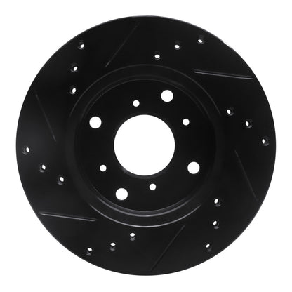 R1 Concepts R1 98-02 Acura CL Front Right Drilled & Slotted Black Brake Rotor