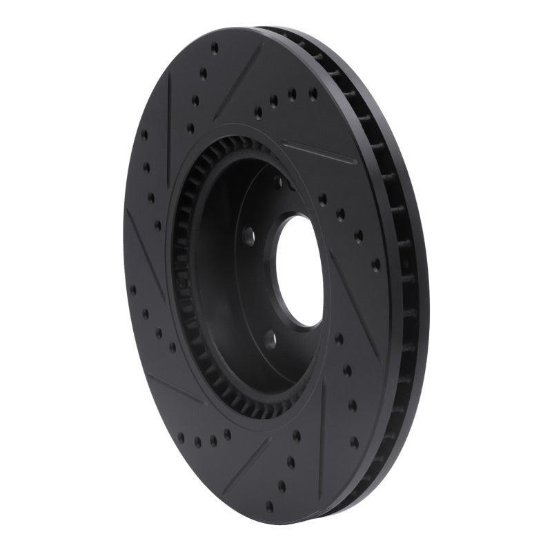 R1 Concepts R1 05-24 Hyundai Tucson Front Right Drilled & Slotted Black Brake Rotor
