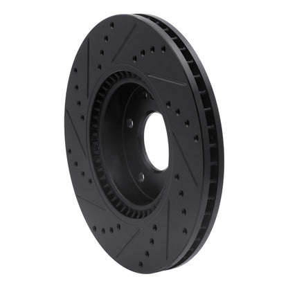 R1 Concepts R1 05-24 Hyundai Tucson Front Right Drilled & Slotted Black Brake Rotor