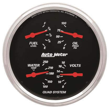 AutoMeter Gauge Quad 5in. 0 Ohm(e) to 90 Ohm(f)Elec Designer Black