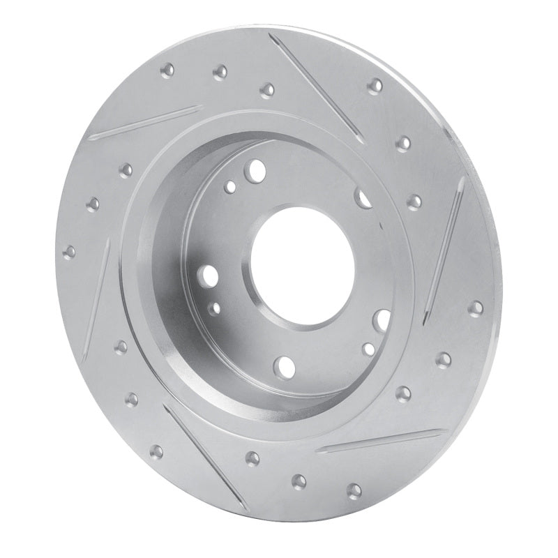 R1 Concepts R1 03-08 Acura TSX Rear Left Drilled & Slotted Silver Brake Rotor