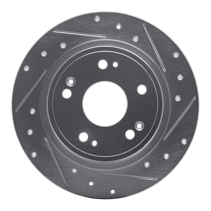 R1 Concepts R1 05-17 Honda Accord Rear Right Drilled & Slotted Silver Brake Rotor