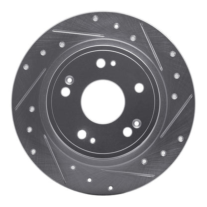 R1 Concepts R1 05-17 Honda Accord Rear Right Drilled & Slotted Silver Brake Rotor