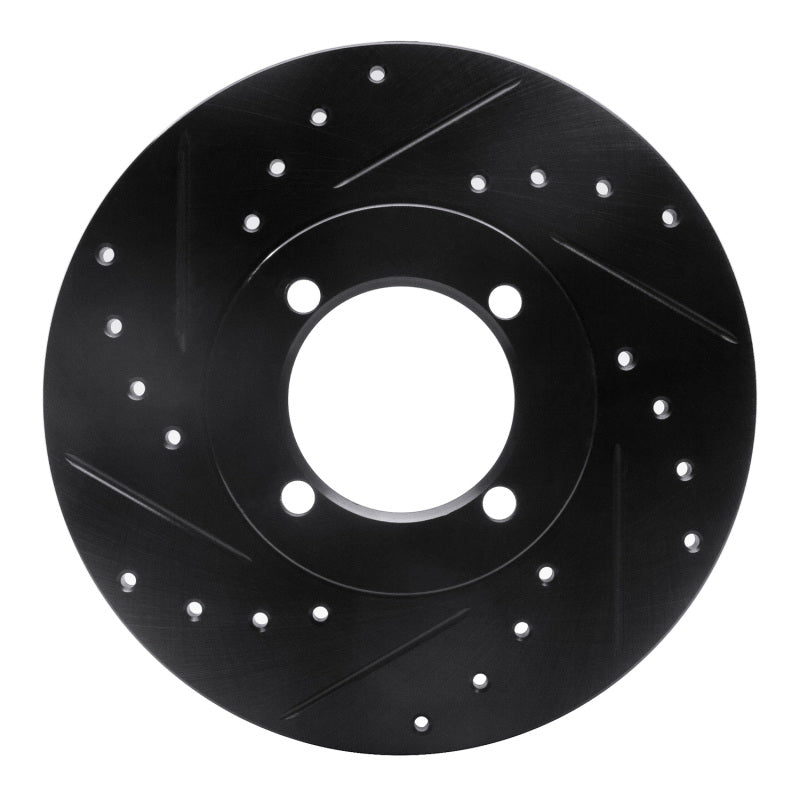 R1 Concepts R1 74-79 Lotus Eclat Front Left Drilled & Slotted Black Brake Rotor