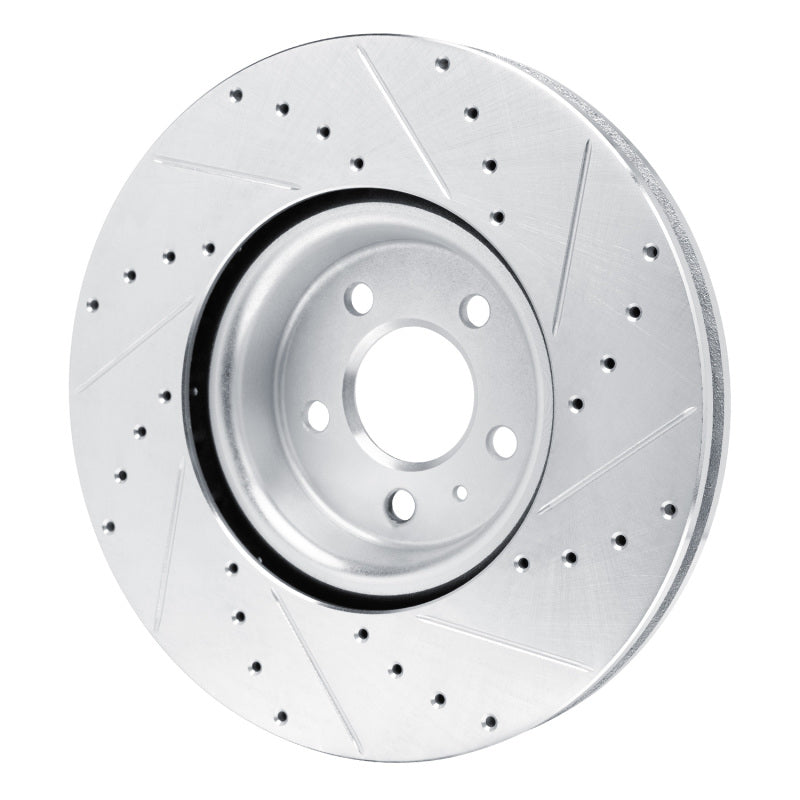 R1 Concepts R1 18-25 Audi S5 Front Left Drilled & Slotted Silver Brake Rotor