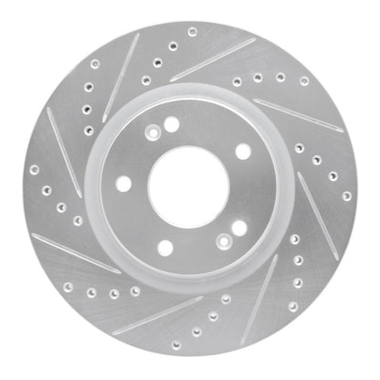 R1 Concepts R1 2020-2025 Hyundai Elantra Front Left Drilled & Slotted Silver Brake Rotor