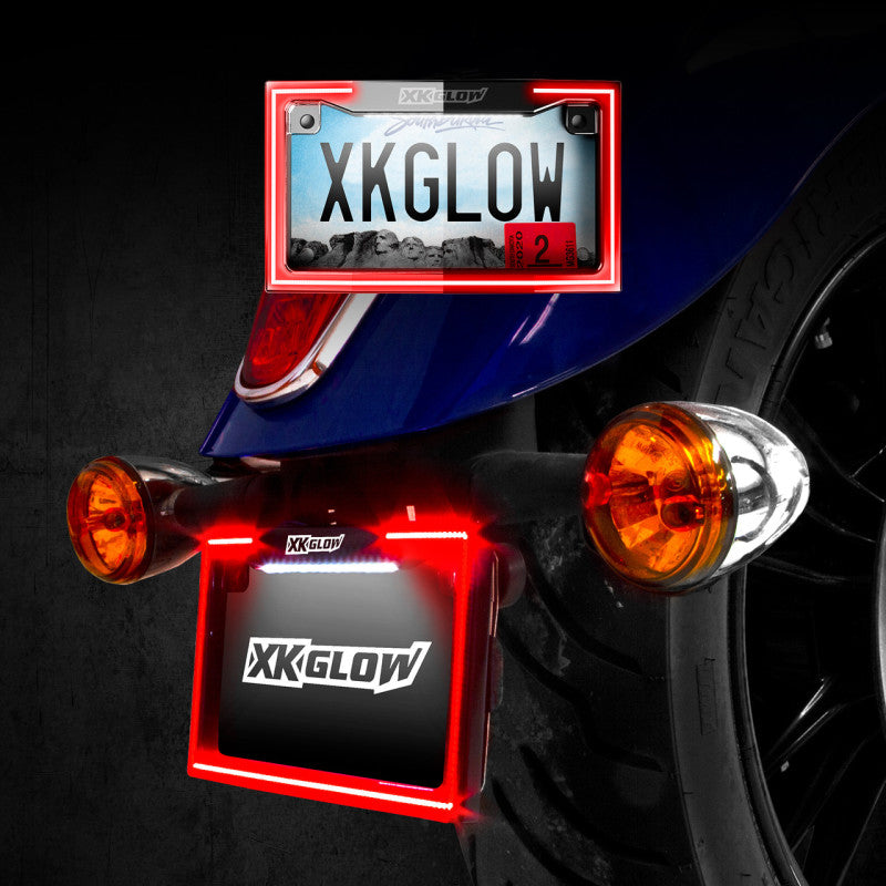 XKGLOW XK Glow Motorcycle License Plate Frame Light w/ Turn Signal - Black