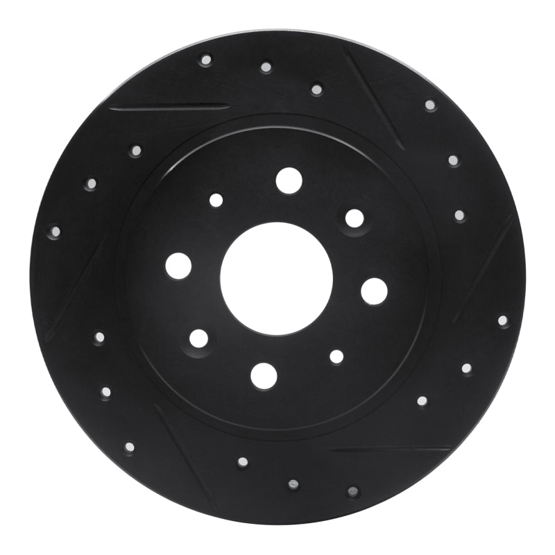 R1 Concepts R1 98-03 Kia Sephia Rear Right Drilled & Slotted Black Brake Rotor