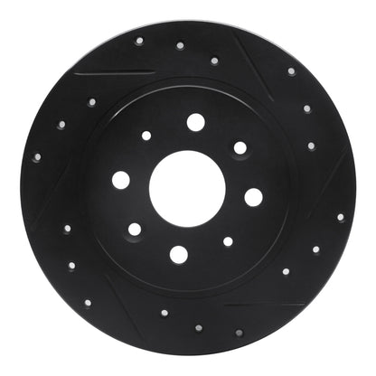 R1 Concepts R1 98-03 Kia Sephia Rear Right Drilled & Slotted Black Brake Rotor
