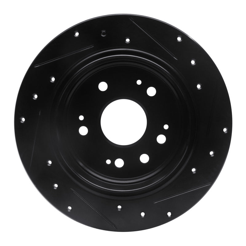 R1 Concepts R1 02-04 Honda CR-V Rear Left Drilled & Slotted Black Brake Rotor
