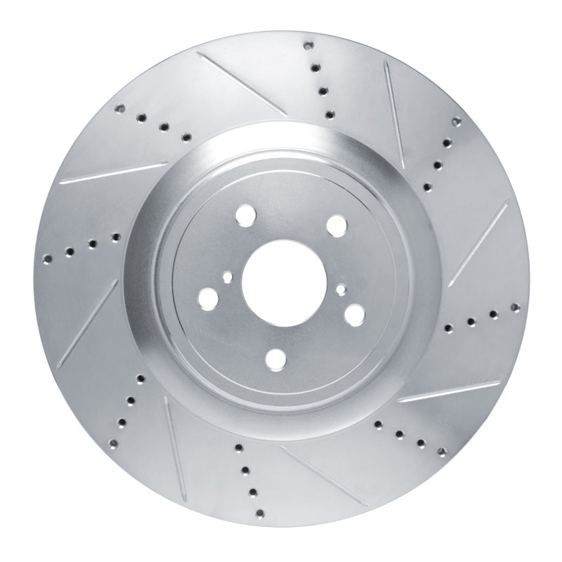 R1 Concepts R1 15-22 Lexus RC F Right Front Drilled & Slotted Silver Brake Rotor