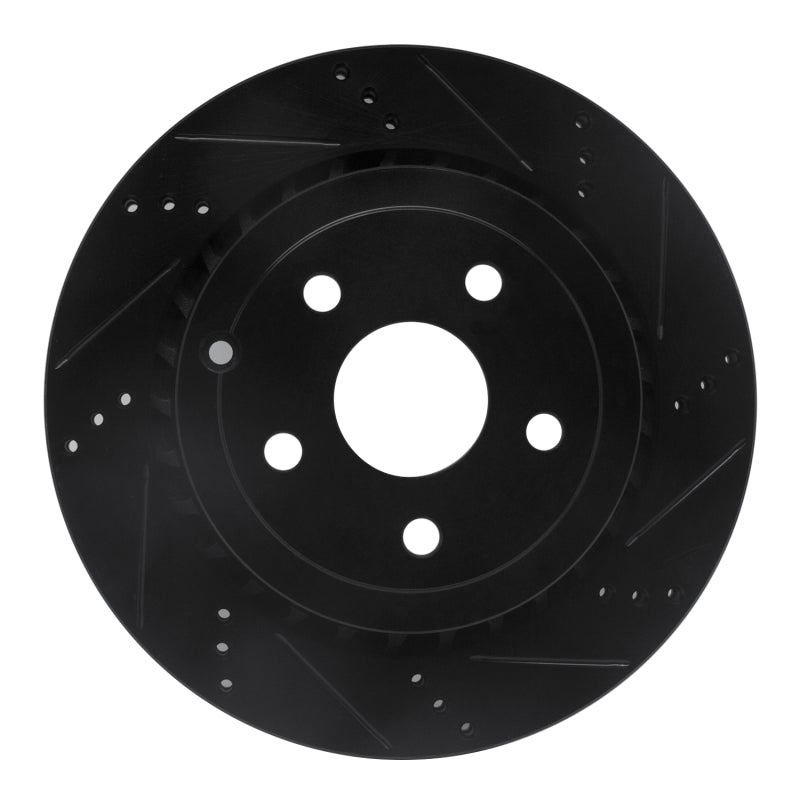 R1 Concepts R1 08-17 Chevrolet SS Rear Right Drilled & Slotted Black Brake Rotor