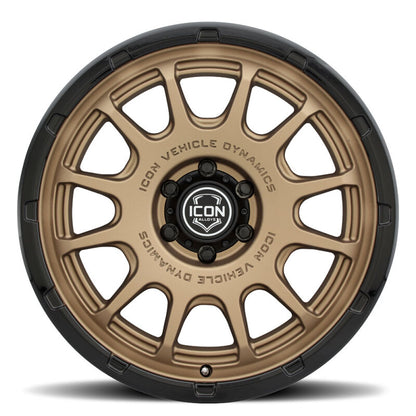 ICON Alloys Rancho 20x9 / 5x5 / -12mm / 4.5in BS Satin Bronze w/ Gloss Black Lip Wheel