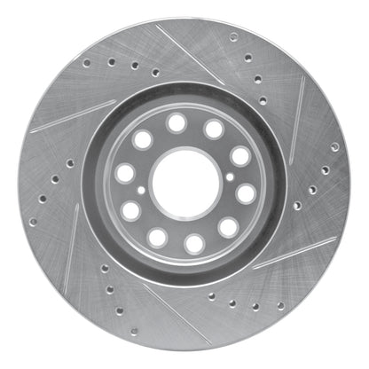 R1 Concepts R1 93-98 Toyota Supra Front Left Drilled & Slotted Silver Brake Rotor
