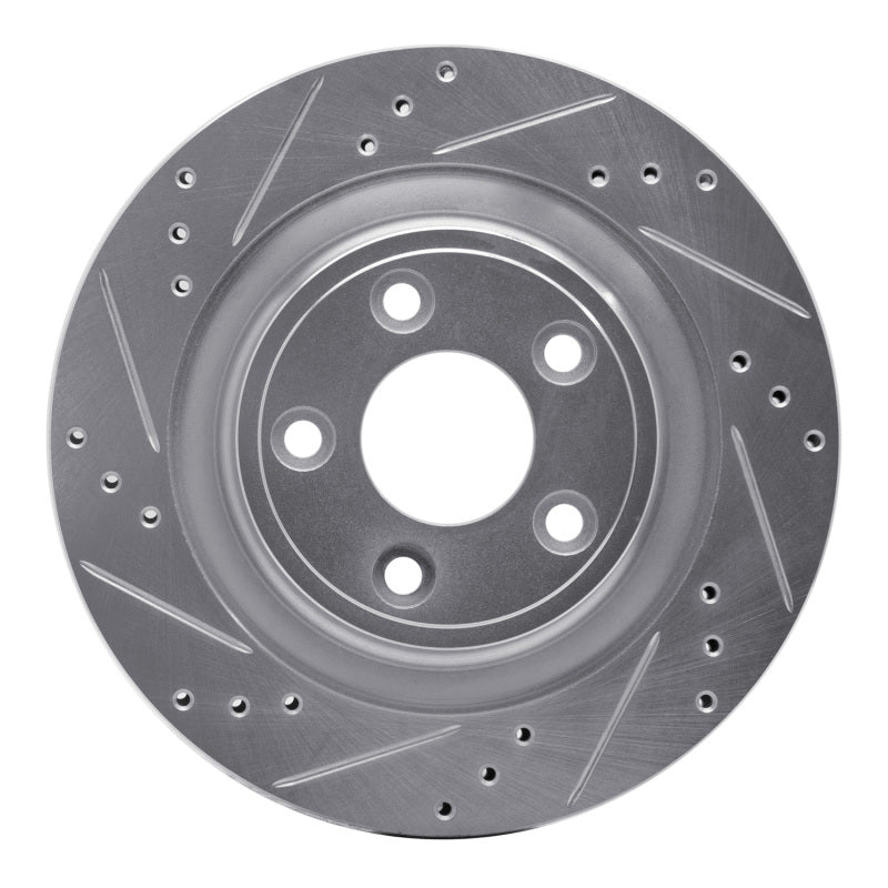 R1 Concepts R1 06-08 Jaguar S-Type Rear Left Drilled & Slotted Silver Brake Rotor
