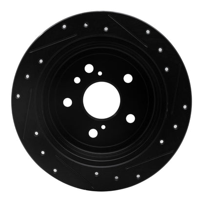 R1 Concepts R1 04-09 Lexus RX350 Rear Left Drilled & Slotted Black Brake Rotor