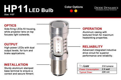 Diode Dynamics 1157 LED Bulb HP11 LED - Amber (Single)