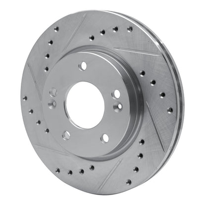 R1 Concepts R1 07-10 Hyundai Elantra Front Left Drilled & Slotted Silver Brake Rotor
