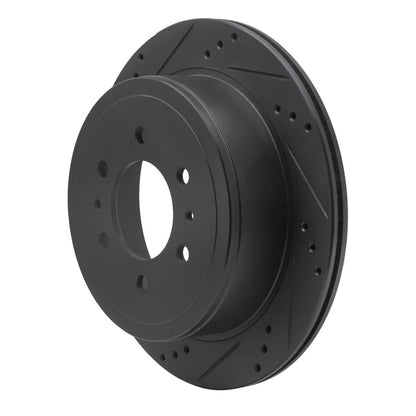R1 Concepts R1 04-08 Ford F-150 4WD Front Left Drilled & Slotted Black Brake Rotor