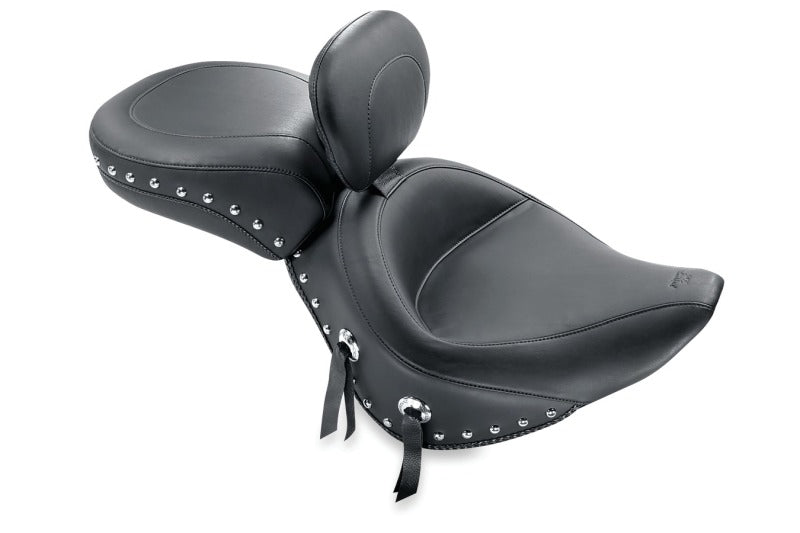 Mustang Motorcycle Mustang 84-06 Harley Standard Rear Tire Wide Touring Solo Seat w/Driver Backrest - Black