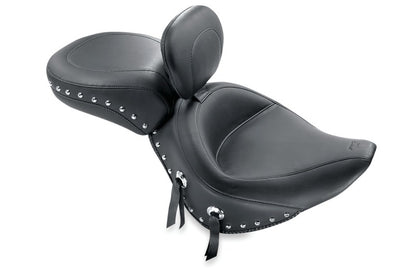 Mustang Motorcycle Mustang 84-06 Harley Standard Rear Tire Wide Touring Solo Seat w/Driver Backrest Studs - Black