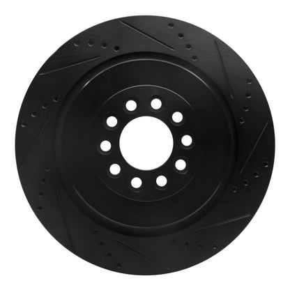 R1 Concepts R1 03-05 Jaguar S-Type Front Right Drilled & Slotted Black Brake Rotor