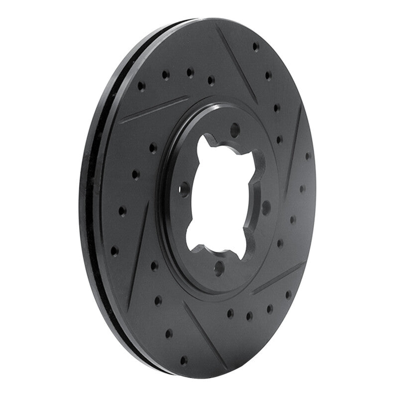 R1 Concepts R1 82-85 Toyota Celica Front Right Drilled & Slotted Black Brake Rotor