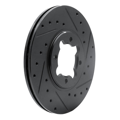 R1 Concepts R1 82-85 Toyota Celica Front Right Drilled & Slotted Black Brake Rotor