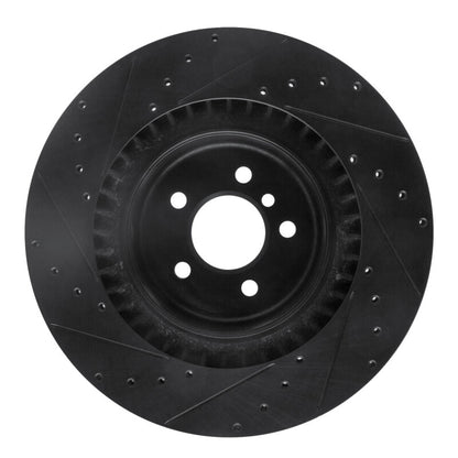 R1 Concepts R1 10-14 BMW X6 Rear Right Drilled & Slotted Black Brake Rotor