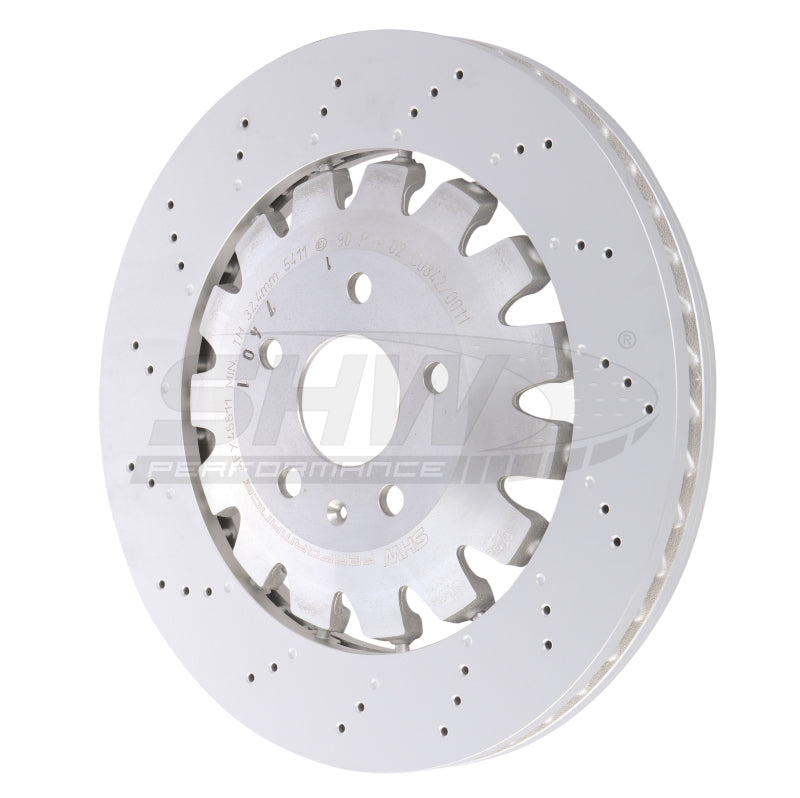 SHW Performance SHW 18-21 Audi TT Quattro 2.0L Front Drilled-Dimpled Lightweight Brake Rotor (8S0615301L)