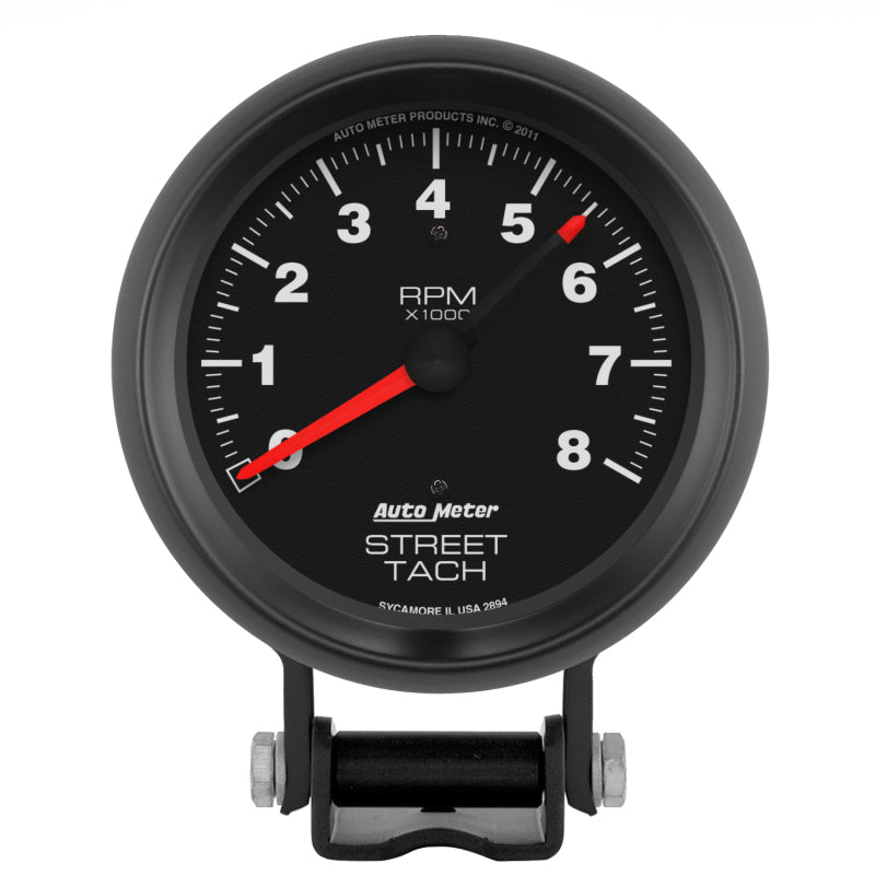 Autometer Z-Series 3-3/4in 8K RPM Pedestal w/ Red Line Tachometer Gauge