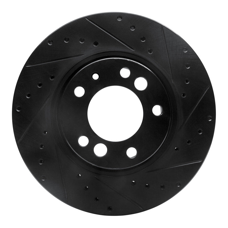 R1 Concepts R1 91-93 BMW M5 Front Right Drilled & Slotted Black Brake Rotor