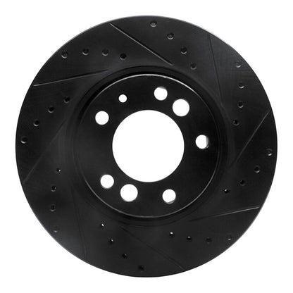 R1 Concepts R1 91-93 BMW M5 Front Right Drilled & Slotted Black Brake Rotor