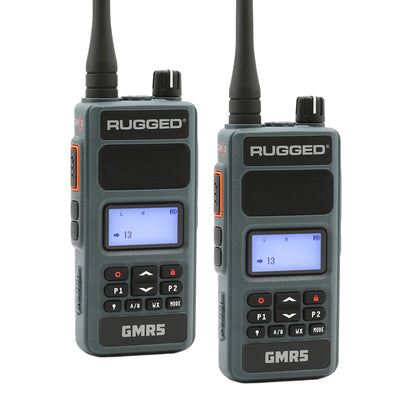 Rugged Radios GMR5-X - 5W GMRS Handheld Radio - Waterproof w/ XL Battery - 2 Pack