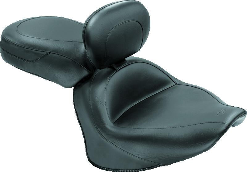 Mustang Motorcycle Mustang 07-17 Yamaha V-Star 1300, 1300 Tourer Wide Touring 2PC Seat w/Driver Backrest - Black