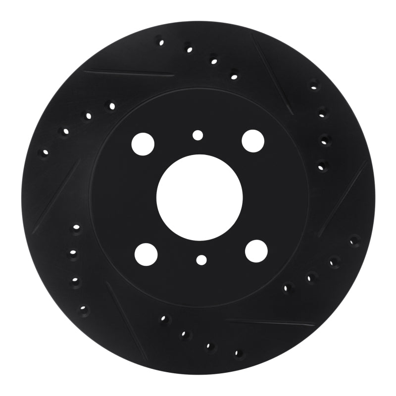 R1 Concepts R1 99-05 Toyota Echo Front Right Drilled & Slotted Black Brake Rotor