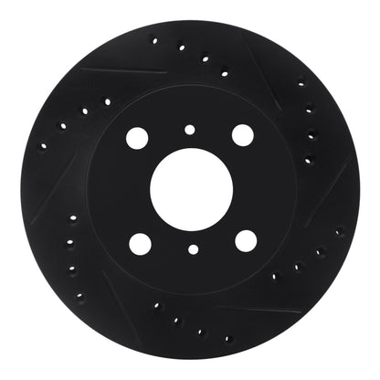 R1 Concepts R1 99-05 Toyota Echo Front Right Drilled & Slotted Black Brake Rotor