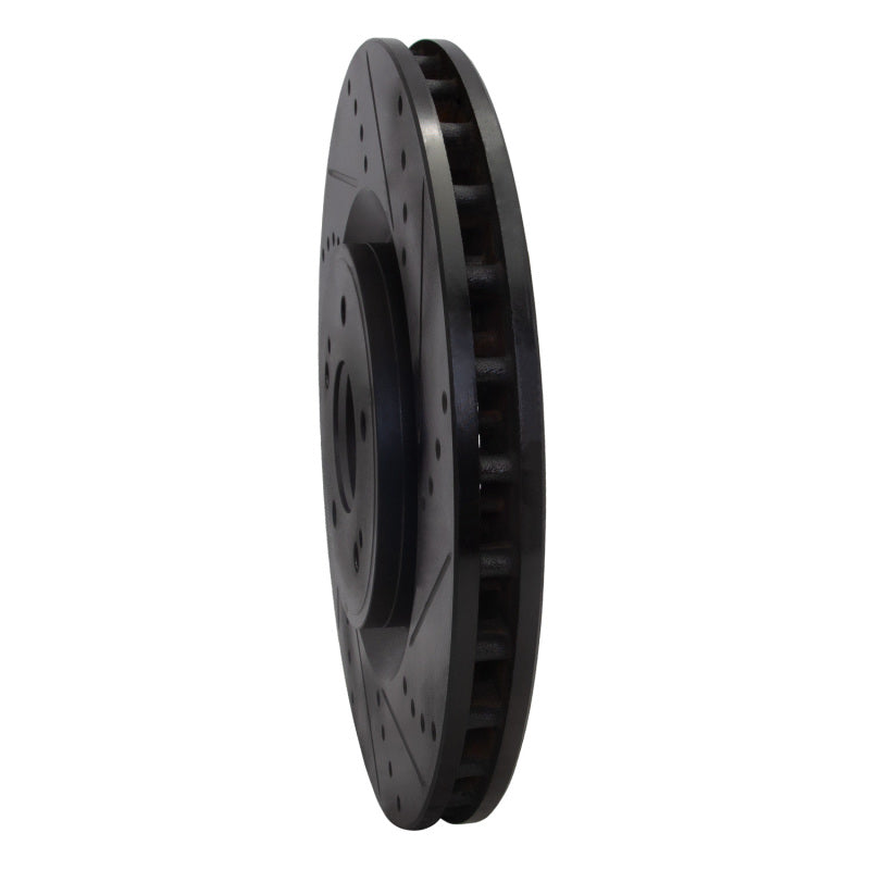 R1 Concepts R1 08-15 Mitsubishi Lancer Front Right Drilled & Slotted Black Brake Rotor