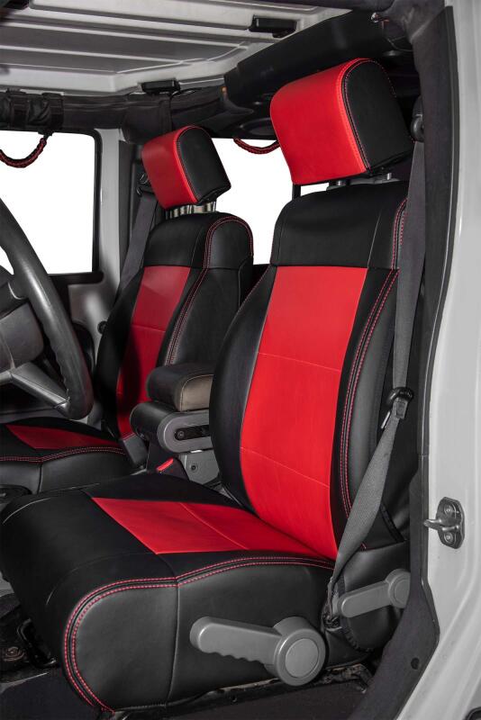 PRP Seats PRP 07-10 Jeep Wrangler JK Front Seat Covers/2 door or 4 door (Pair) - Black/Red