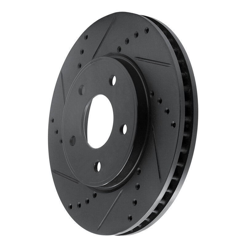R1 Concepts R1 11-25 Chevrolet City Express Front Left Drilled & Slotted Black Brake Rotor