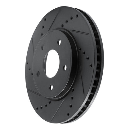 R1 Concepts R1 11-25 Chevrolet City Express Front Left Drilled & Slotted Black Brake Rotor
