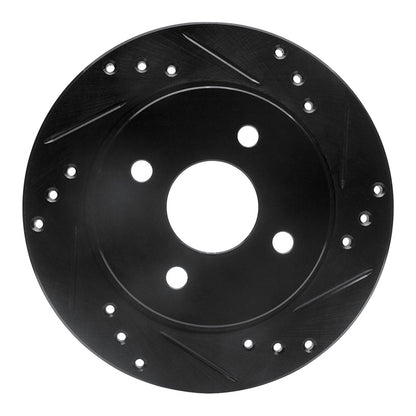 R1 Concepts R1 91-98 Saturn SL Rear Right Drilled & Slotted Black Brake Rotor