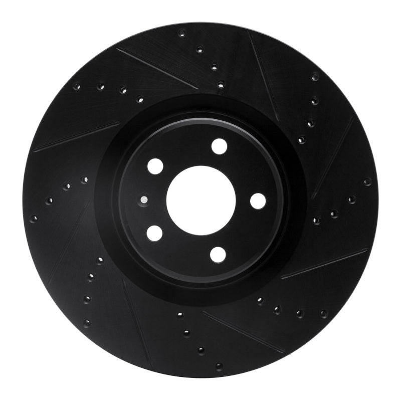 R1 Concepts R1 12-18 Audi A8 Front Right Drilled & Slotted Black Brake Rotor